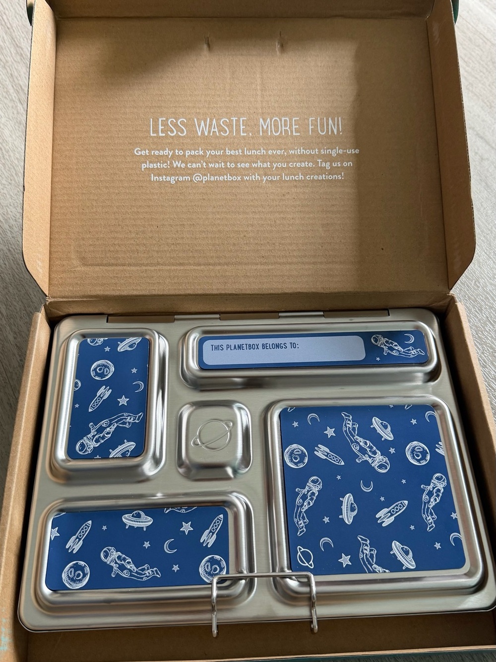 Blue Space Reusable Kids Lunchbox Set